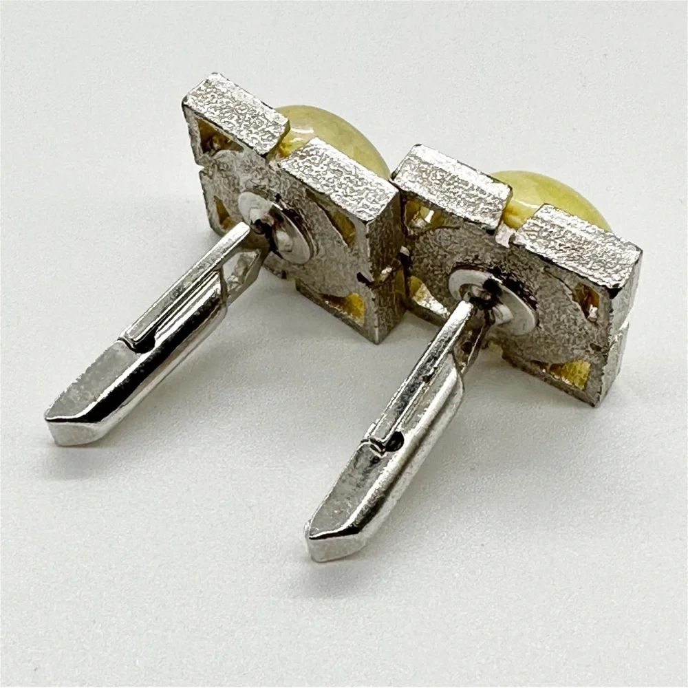 Vintage Swank Australian Opal Half Globe Silver Tone Cufflinks